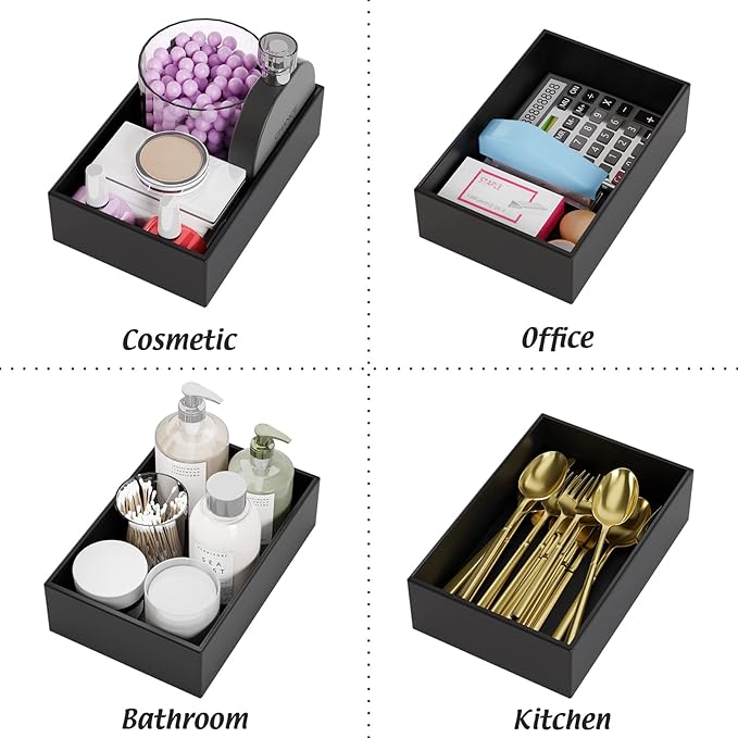 Black Bamboo Drawer Organizer - Silverware&Utensil Holder Organizer for Kitchen Drawers, Multi-Use Drawer Dividers Boxes for Bathroom Counter，Cabinet, Garage, Office Desk, Makeup, Jewelry (9"6"2.5")-Ruum Studio Home