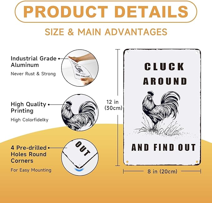 Chicken Coop Accessories Metal Signs,Funny Chickens Tin Signs - Chicken Decor Farmhouse Wall Decor,Chickens Gifts Rustic Farm House Decorations for Home/kitchen/Outdoor Garden-Ruum Studio Home