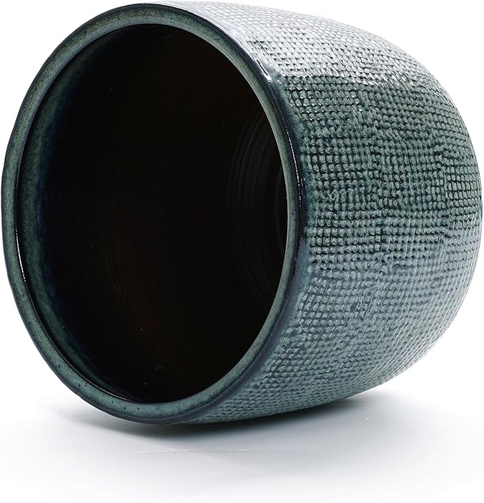 LuxenHome 15.5" Dia Large Ceramic Pots for Plants, Modern Green Glazed Planters for Outdoor Plants, Round Indoor Flower Pots with Drainage Hole and Rubber Plug for Home Garden Patio-Ruum Studio Home