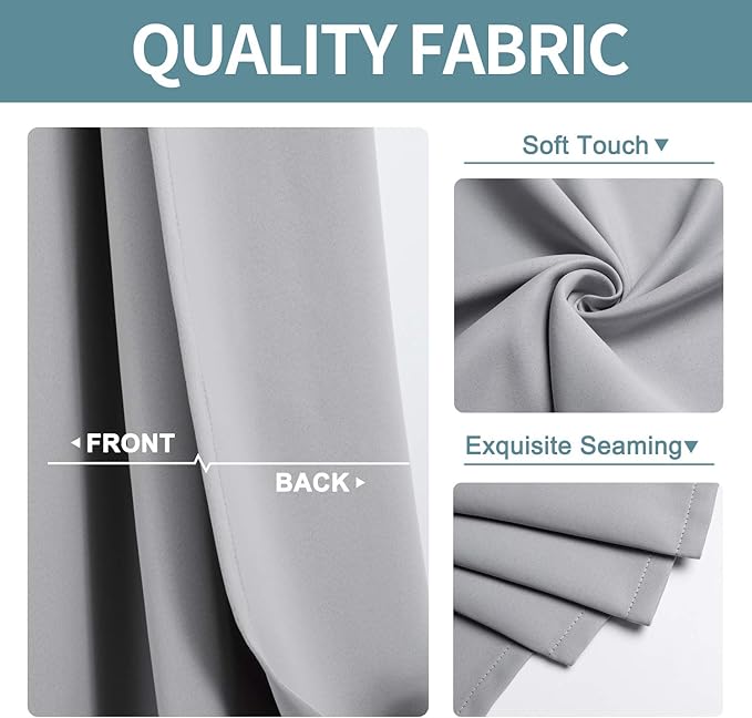 ChrisDowa Blackout Curtains 120 Inches Long 2 Panels Set for Living Room, Grommet Thermal Insulated Room Darkening Curtains for Bedroom (Light Grey, 52 x 120 Inch)-Ruum Studio Home