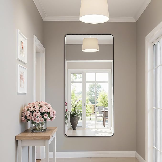 Bathroom Mirror 60" x 30", Large Rectangle Wall Mirror, Black Metal Frame Wall Mounted Mirrors for Bathroom, Vanity, Bedroom, Entryway Decor(Horizontal/Vertical)-Ruum Studio Home