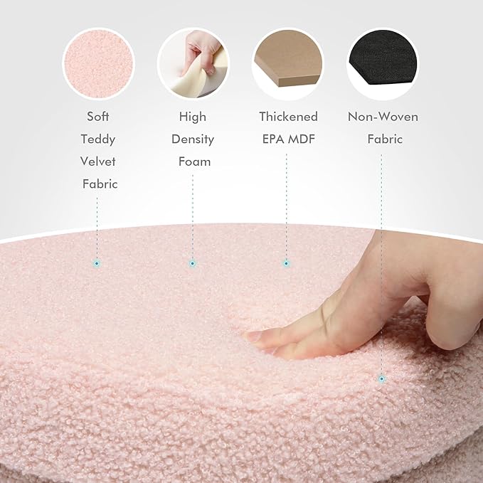 B FSOBEIIALEO Storage Ottoman Cube, Heart Shaped Ottomans with Storage Foot Stool Footrest for Lving Room, Boucle Ottoman Seat for Dorm Room,Faux Teddy Fur, Pink 15"x15"x15"-Ruum Studio Home