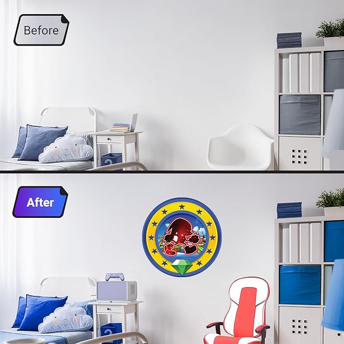 Speed Hero Wall Decal – Removable Vinyl Wall Art with Chaos Emerald Design – Gaming Room, Bedroom & Playroom Decor (Power Hero)-Ruum Studio Home