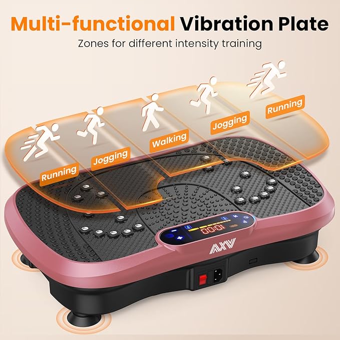 AXV Vibration Plate Fitness Platform Exercise Machine Vibrating Lymphatic Drainage Shaking Full Body Shaker Workout Vibrate Stand Shake Board Sport Gym for Weight Loss Fat Burner for Women Men-Ruum Studio Home