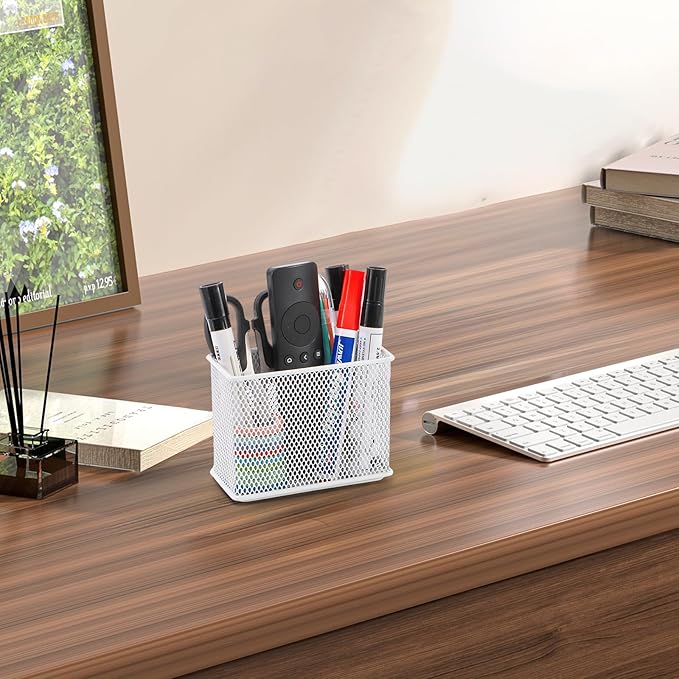 4.5'' × 2.2'' × 3.5'' Magnetic Basket for Whiteboard White Magnetic Basket for Fridge Magnetic Organizer Holder with 4 Strong Magnets Magnetic Holder for Refrigerator Locker-Ruum Studio Home
