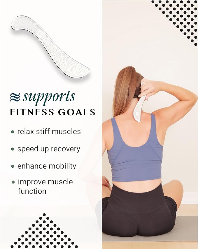 Muscle Scraper Tool with Patent-Pending Non-Slip Grip – Family-Owned Brand - Myofascial Release Tool to Relieve Tension – Massage Scraper for Sore Muscles - Stainless Steel Gua Sha for The Whole Body-Ruum Studio Home