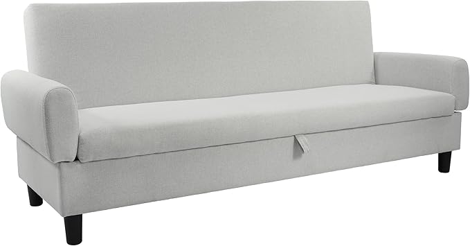Convertible Futon Sofa Bed, 80.7" Adjustable Sleeper Sofa with Storage, 3-Seater Couch, 5-Position Reclining Back, 7" Thick Cushion, Twin Size Sofa for Small Spaces, Living Room, Bedroom, Dorm, Office-Ruum Studio Home