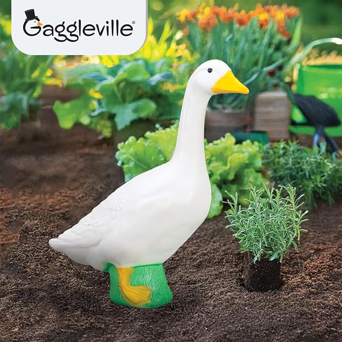 Fox Valley Traders Gaggleville Porch Goose Baby Statue – Charming 17" Outdoor Decorative Figurine for Garden, Patio, or Entryway Accent-Ruum Studio Home