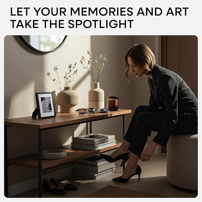 Homeforia 5x7 Picture Frame Black, High End Metal 5 x 7 Black Frames with Mat 4 x 6 for Art, 5x7 Desk Frame Matted to 4x6 inch Photo, 5 by 7 Wall or Tabletop Frames, Tempered Glass, Wall Kit, Set of 1-Ruum Studio Home