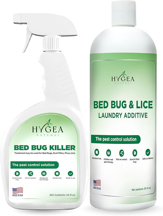 Bed Bug & Lice Elimination Combo Kit - Includes 24 oz lice & Bed Bug Spray and 32 oz Lice & Bed Bug Laundry Additive - Gentle Formula-Ruum Studio Home