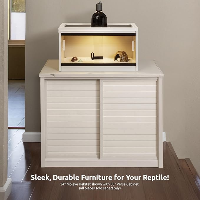 New Age Pet ECOFLEX 24-Inch Mojave Reptile Lounge in Maple - Durable Wood Plastic Composite Habitat with Ventilated Side Panels, Removable Sliding Glass Doors, and Mesh Screen Top-Ruum Studio Home