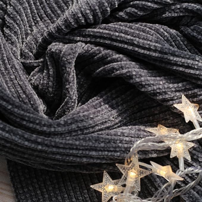 lifein Throw Blanket for Couch, Soft Boho Decor Bed Throw,Cozy Grey Knitted Chenille Small Farmhouse Lightweight Throw for Spring(Dark Grey,50 * 60")-Ruum Studio Home