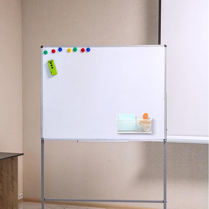 EASEPRES Magnetic Pencil Holder Set of 6 - Wire Mesh Storage Baskets Organizer with Strong Magnets - Perfect for Whiteboard, Refrigerator and Locker Accessories, White-Ruum Studio Home