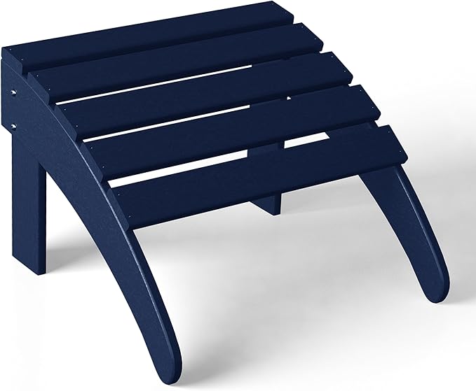 WestinTrends Outdoor Ottoman, Patio Adirondack Ottoman Foot Rest, All Weather Poly Lumber Folding Foot Stool for Adirondack Chair, Widely Used for Outside Porch Pool Lawn Backyard, Navy Blue-Ruum Studio Home