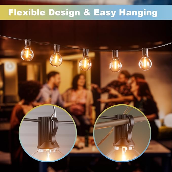 Bomcosy Outdoor String Lights,25 FT LED String Lights for Outside with Shatterproof Dimmable 12+1 Bulbs,Waterproof Connectable Outdoor Lights for Deck,Garden,Backyard,Balcony,Porch,Patio-Ruum Studio Home