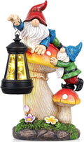 TIJNN Solar Garden Statue Gnomes Figurine Lights,Funny Gnomes Standing on Mushrooms with Lanterns, with Lanterns Outdoor Yard Decorations for Patio Porch Home, Garden Gifts for Women Mom-Ruum Studio Home