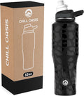Chill Oasis Water Bottle | Compatible With Popular Flavor Cartridges | BPA Free, Leak Proof, Double-Walled Vacuum Insulated Stainless Steel, and Dishwasher Safe | Cold for 24 Hours (Leopard, 32oz)-Ruum Studio Home
