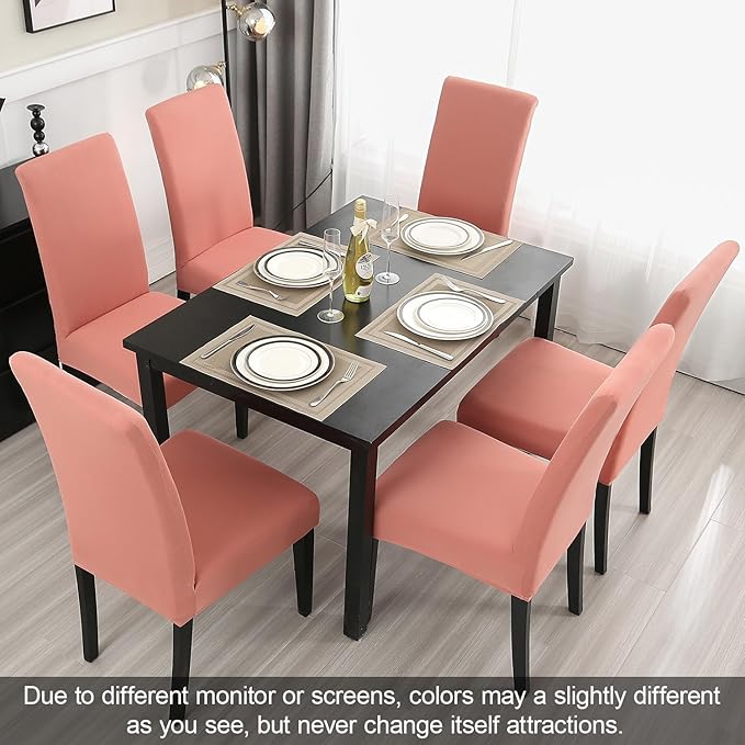 JQinHome Terra Cotta Chair Covers for Dining Room Set of 6, High Stretch Removable Washable Parsons Chair Slipcover for Home Party Hotel Wedding Ceremony (6PCS,Terra Cotta)