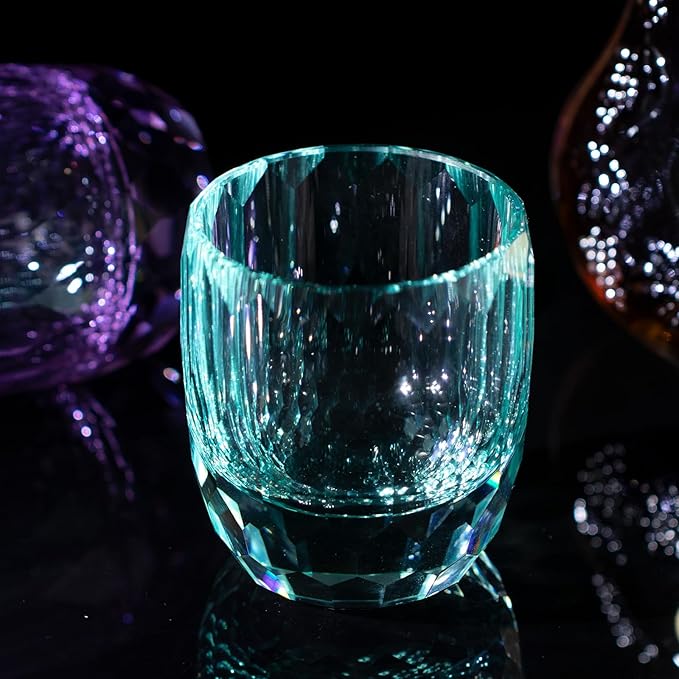 KAMMAK Crystal Whiskey Glasses Set of 2, 7oz Old Fashioned Glasses Stemless, Hand Blown Colored Cocktail Glasses, Engagement Gifts for Couples, Women, Men-Ruum Studio Home