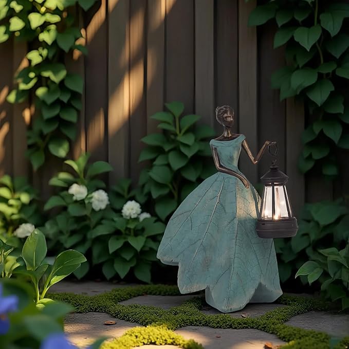 Guichifun Fairy Statues Solar Outdoor Lights - Resin Garden Figurines Decorations for Patio Yard Lawn Decor Housewarming Gardening Gifts for Women Mom 7.4 x 5.3 x 12 Inch-Ruum Studio Home