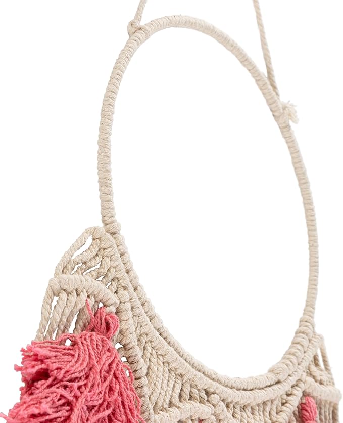 Mark&Day Wall Hanging, Tosens Bohemian/Global Farmhouse Bright Pink Tapestry Wall Hanging for Living Room, Bedroom, Office or Kitchen (32"H x 11"W)-Ruum Studio Home