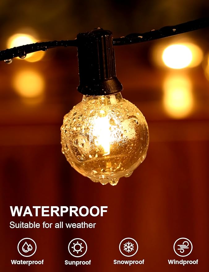 RTTY Outdoor String Lights 200 FT Globe LED Patio Lights with G40 Plastic Bulbs,Waterproof Shatterproof Dimmable Connectable Hanging for Backyard Porch Balcony Party Cafe Deck Decor-Ruum Studio Home