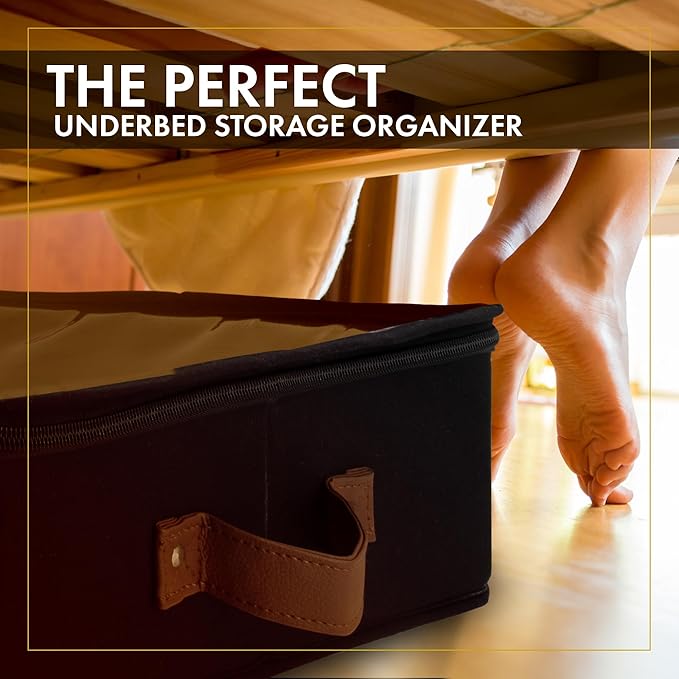 HOMELUX THEORY 2pc Under Bed Storage Containers, Bedroom Under the Bed Drawer Storage Organizer with Bins and Lids, Large Underbed Clothes Storage Box Ideal for Blanket, Fabric, & Shoes (Black)-Ruum Studio Home