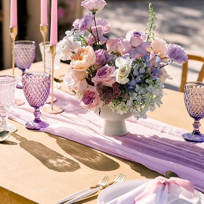 Sioloc 5 Pack Lilac Purple Lavender Cheesecloth Table Runner Fall Autumn Decor for Home 10ft Table Cloth for Tea Wedding Birthday Party Baby Bridal Shower Halloween Thanksgiving-Ruum Studio Home
