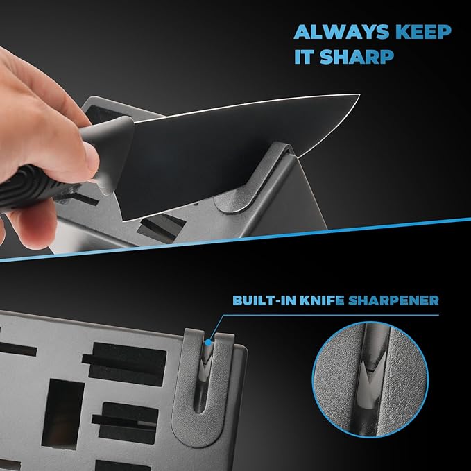 ZHANG XIAO QUAN SINCE 1628 15Pcs Knife Sets for Kitchen with Block,Knife Set with Built-in Sharpener Dishwasher Safe（Master A）-Ruum Studio Home