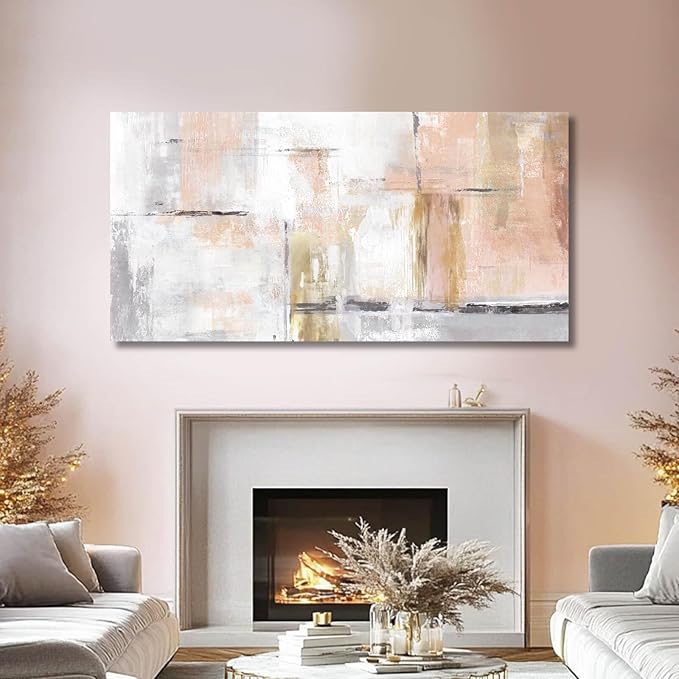 SOUGUAN Canvas wall Art Gold Wall Decor Bedroom Pink Pictures Wall Decoration Artwork Abstract Wall Art large Modern Painting Pictures for Living Room Home Kitchen Office (30x60, Pink)-Ruum Studio Home