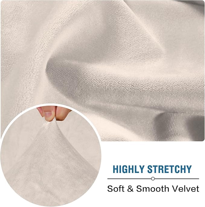 H.VERSAILTEX Velvet Stretch Individual Couch Cushion Cover Plush Slipcover for Loveseat Sofa Furniture Protector Seat Cover (1 Piece Loveseat Cushion Cover, Ivory)-Ruum Studio Home