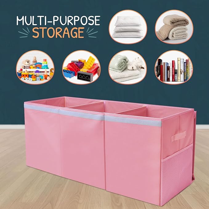 Extra Large Toy Storage Organizer with Lid - Sturdy, Collapsible Toy Chest Storage Box Design - Toys Bin with Dividers for Kids, Nursery, Bedroom, Playroom 37"x16"x14"-Ruum Studio Home