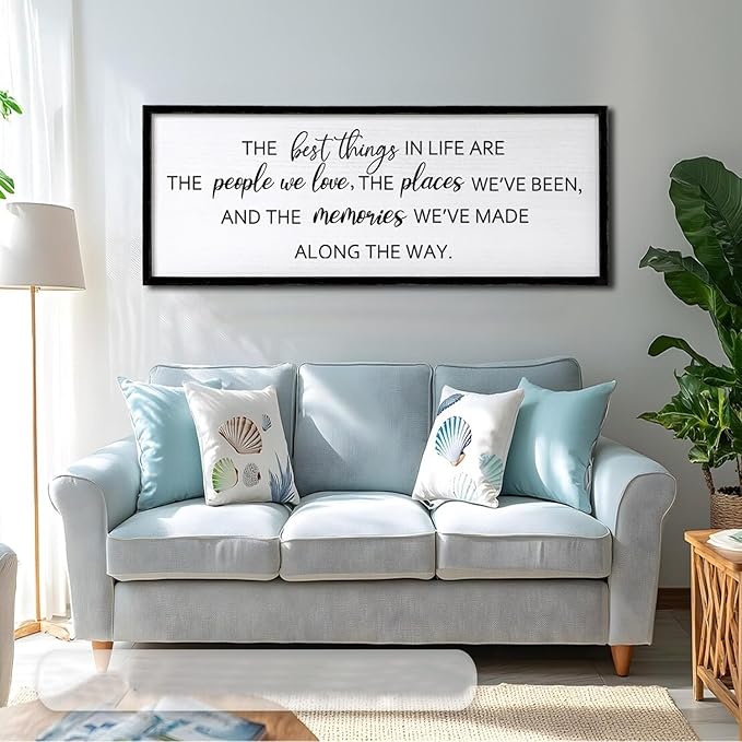 The Best Things in Life Framed Wall Art, 32''×12'' Rustic The Best Things in Life Sign for God Jesus Christ Prayer, Horizontal Holy Inspirational Family Home Decor-Ruum Studio Home