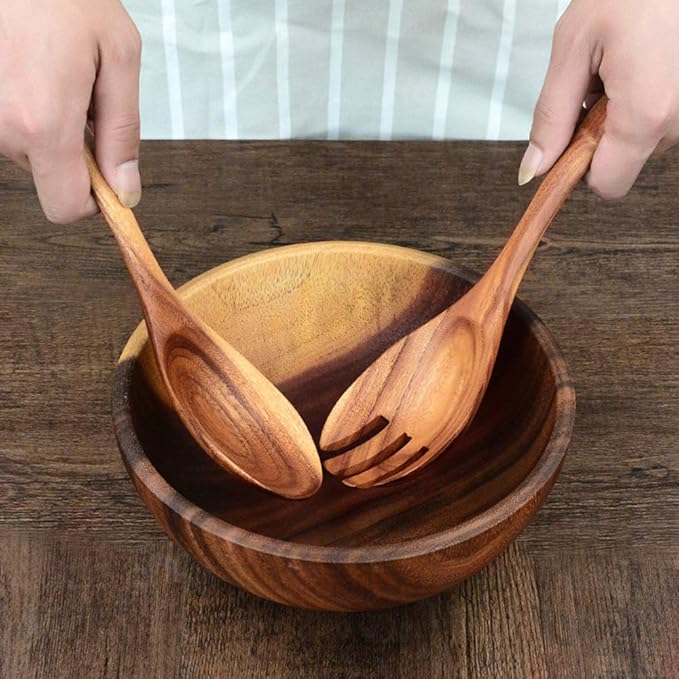 7 Pcs Acacia Wood Cooking Utensils Set Large Wooden Spoons for Cooking Spatula Salad Mixing Spoon Non Toxic Utensil for Kitchen Use Spatulas Non Stick Turner Slotted Serving Spoon Kitchen Utensils-Ruum Studio Home