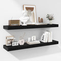 Fun Memories 36 Inch Floating Shelves - Deep Rustic Black Wooden Wall Shelves - Extra Deeper & Thicker Wall Mounted Storage Shelf for Bedroom, Kitchen, Farmhouse - 2 Pack, Rustic Black-Ruum Studio Home