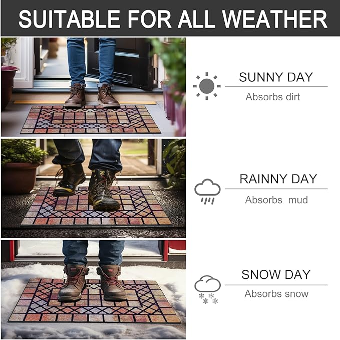CHICHIC Welcome Door Mat 18 x 30 Inch Front Doormat Outdoors for Home Entrance Outdoors Mat for Outside Entry Way Doormat Entry Rugs, Heavy Duty Non Slip Rubber Back Low Profile, Colorful-Ruum Studio Home