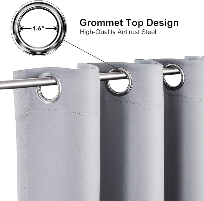 ChrisDowa Small Window Curtains for Kitchen and Bedroom - Grommet Short Thermal Insulated Room Darkening Curtains (2 Panels, Light Grey, 52 x 36 Inch)-Ruum Studio Home