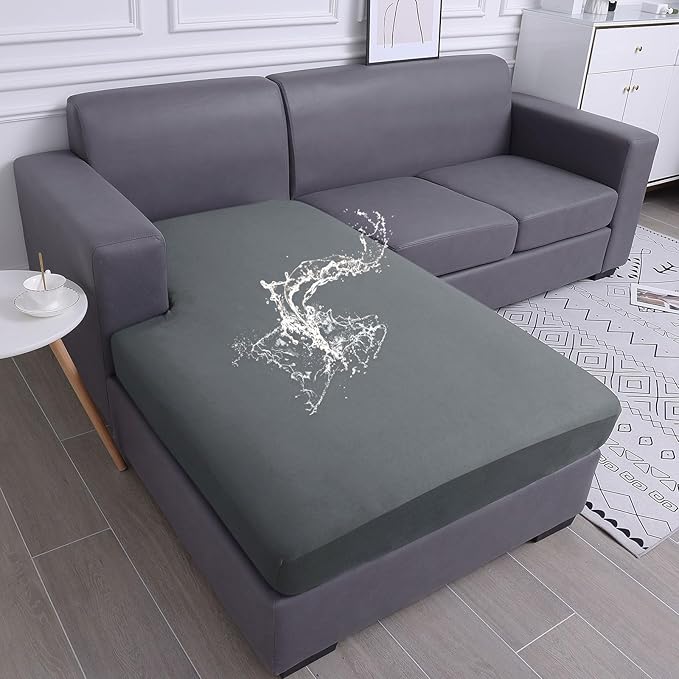 hyha Waterproof Couch Cushion Covers, Sectional Sofa Slipcovers Washable, L Shape Chaise Dog Couch Covers for Sectional Sofa, Universal Furniture Protector (1 Piece for Chaise, Dark Grey)-Ruum Studio Home