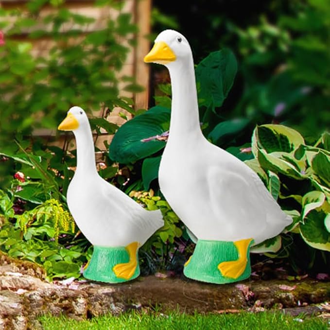 Fox Valley Traders Gaggleville Porch Goose Bundle Goose and Baby Statue – Charming Outdoor Decorative Figurine for Garden, Patio, or Entryway Accent-Ruum Studio Home