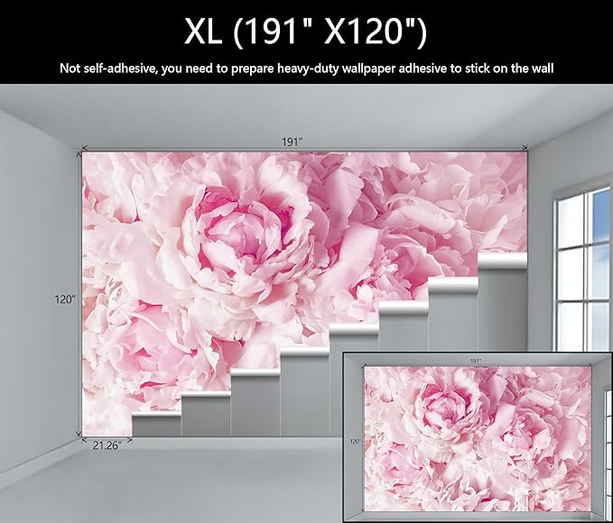 WFBHUA-Pink Floral Wallpaper Mural Peony Flower Wallpaper for Girls Bedroom Wall Murals(Not Peel and Stick)-Ruum Studio Home