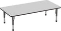 FDP Rectangle Activity School and Classroom Kids Table (36 x 72 inch), Toddler Legs, Adjustable Height 15-24 inches - Gray Top and Black Edge-Ruum Studio Home