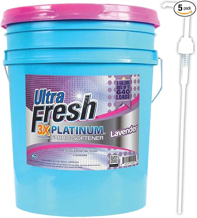 Ultra Fresh Platinum Fabric Softener for Laundry up to 640 Loads, Lavender, 5 Gallons - Fabric Odor Remover to Wash Clothes and Sheets-Ruum Studio Home