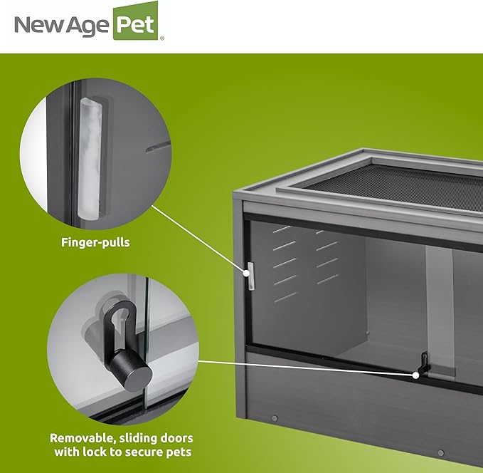 New Age Pet ECOFLEX 48-Inch Mojave Reptile Lounge in Grey- Durable Wood Plastic Composite Habitat with Vented Side Panels, Removable Sliding Glass Doors & Lock, Easy Assembly-Ruum Studio Home