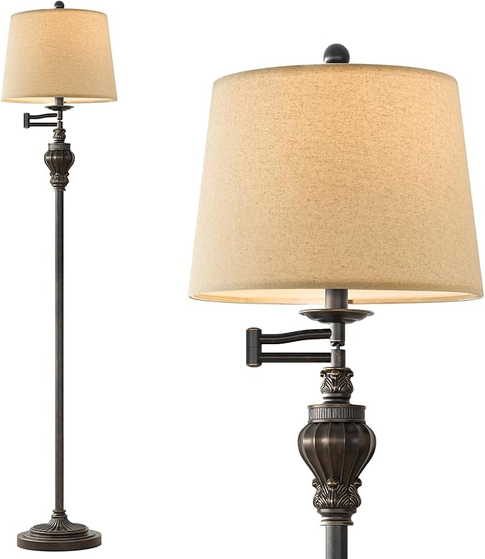 61" Vintage Floor Lamp with 350° Adjustable Swing Arm, Standing Lamp for Bedroom Living Room Bedside Nightstand Retro Farmhouse Mid Century Lamp Light Home Décor Office Gifts-Ruum Studio Home