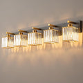 Modern Bathroom Vanity Light 5-Lights Black Gold Crystal Bathroom Wall Light Vanity Light Fixtures，36.22-inch Modern Minimalist Design-Ruum Studio Home