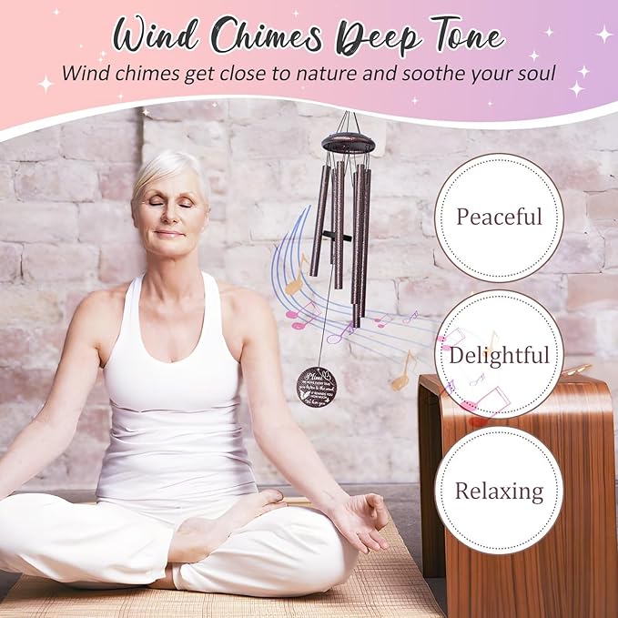 Gifts for Mimi, 25''Wind Chimes, Birthday Gift for Mimi from Grandkids, Mothers Day, Thanksgiving, Christmas Day Gifts Ideas for Love Rreminder-Ruum Studio Home