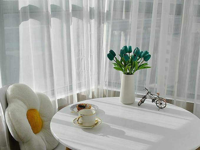 Mandy's Artificial Tulips 20 Stems Teal PU Faux Flowers for Wedding Home Decor 13.5 Inch-Ruum Studio Home