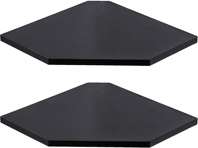 Corner Shelf Wall Mount, Floating Corner Shelves, Set of 2 Corner Wall Shelf Organizer, Rustic Wood Wall Storage Display Shelves for Living Room Bedroom Bathroom Kitchen, Classic Black-Ruum Studio Home