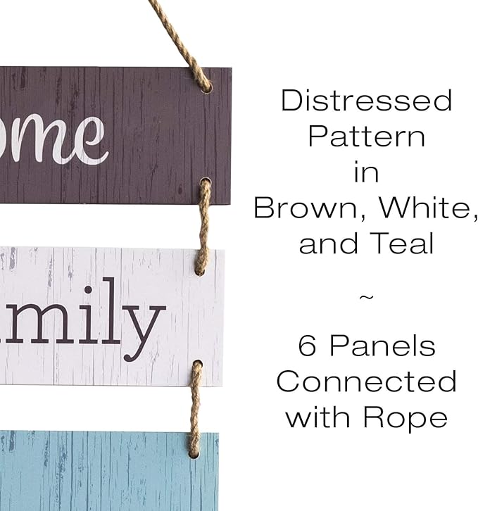 EXCELLO GLOBAL PRODUCTS Large Hanging Wall Sign: Rustic Wooden Decor (Home, Family, Love, Laugh, Live, Happiness) Hanging Wood Wall Decoration (11.75" x 32")-Ruum Studio Home