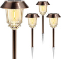 Solar Lights Outdoor Waterproof,4 Pack Bronze Pathway Lights with 10-40 LM Dimmable Glass and Metal, Solar Powered Garden Fall Decor for Yard,Patio,Pathway,Driveway(Warm White)-Ruum Studio Home